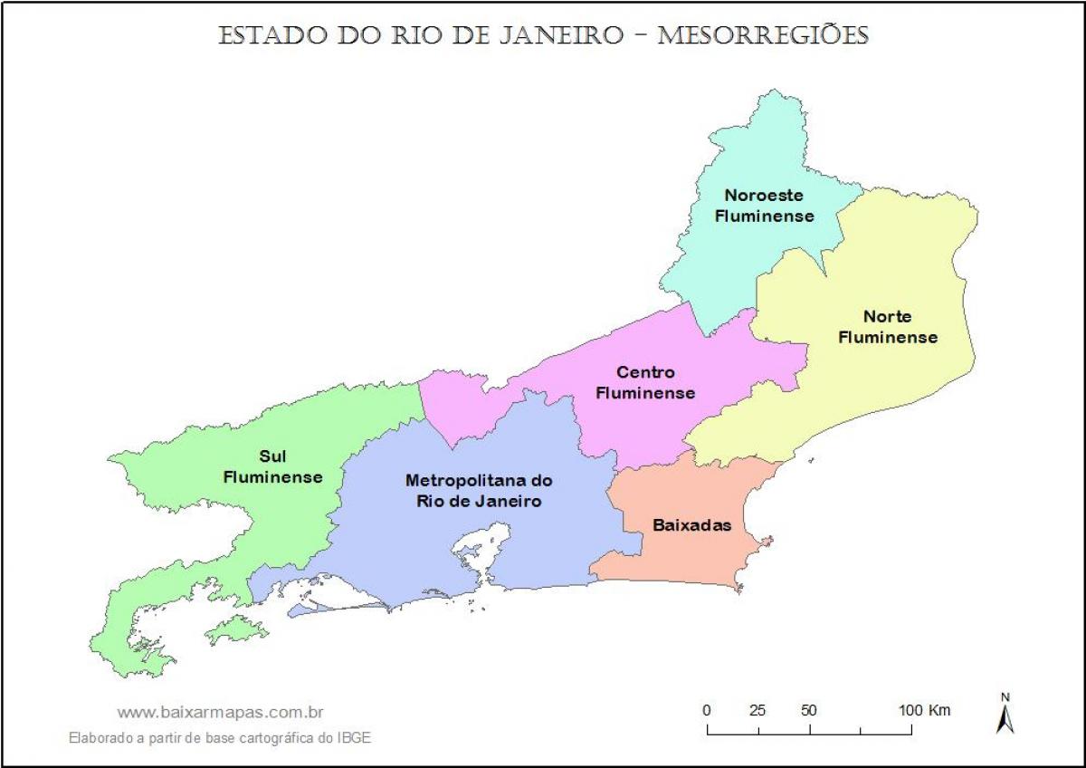 Kartta mesoregions Rio de Janeiro
