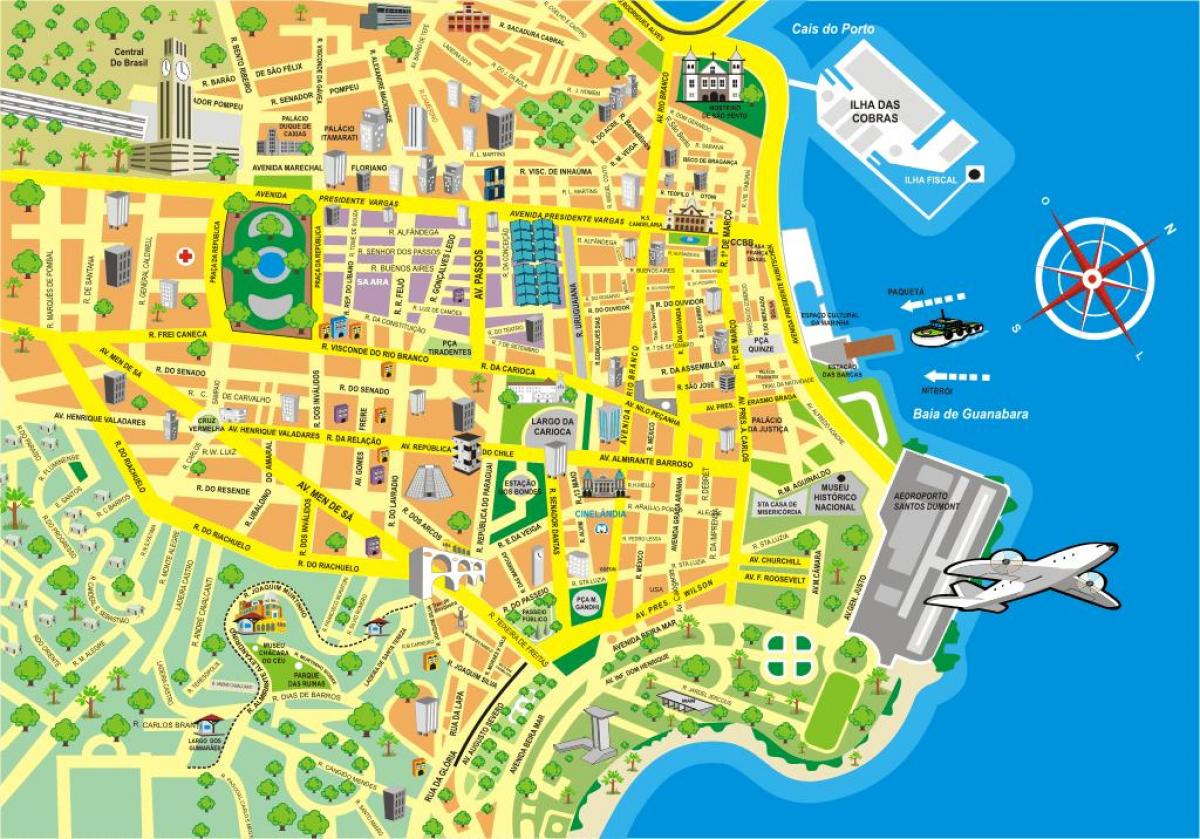 Kartta nähtävyyksiä Rio de Janeiro