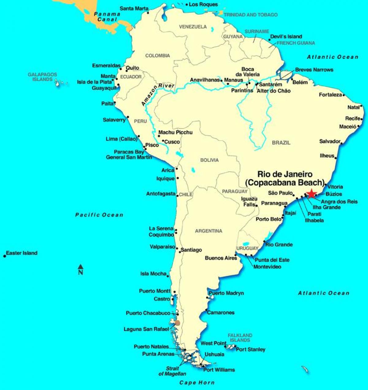 Kartta Rio de Janeirossa vuonna Etelä-Amerikka
