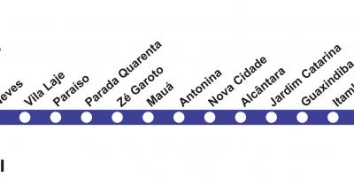 Kartta Rio de Janeiro metro - Linja 3 (sininen)