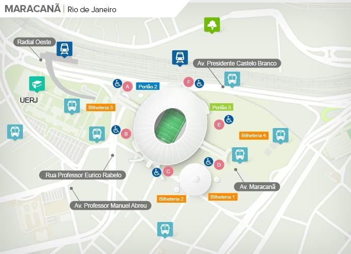 Kartta Maracanãn stadion accès